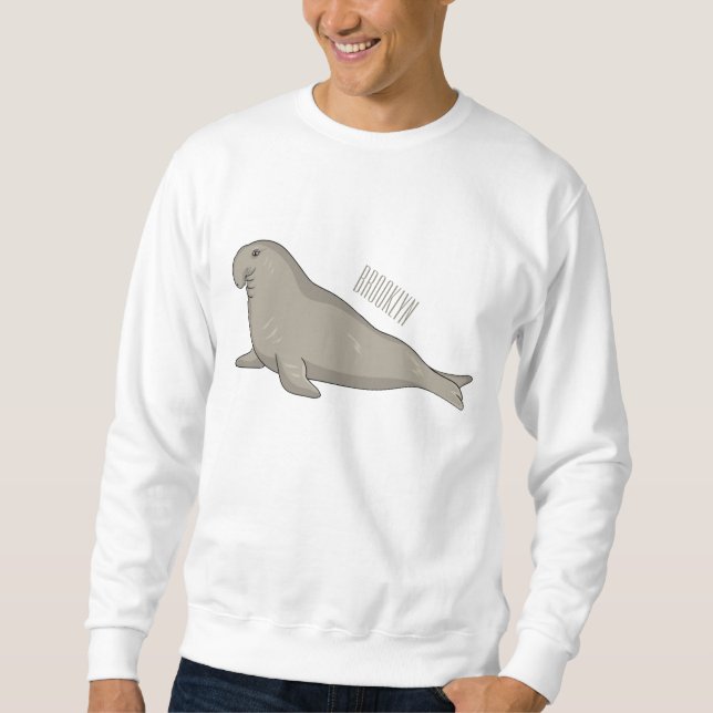 Sweatshirt Illustration de dessin de phoque éléphant (Devant)