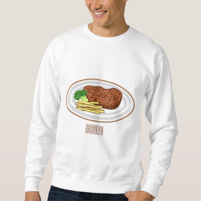 Sweatshirt Illustration de dessin de steak (Devant)