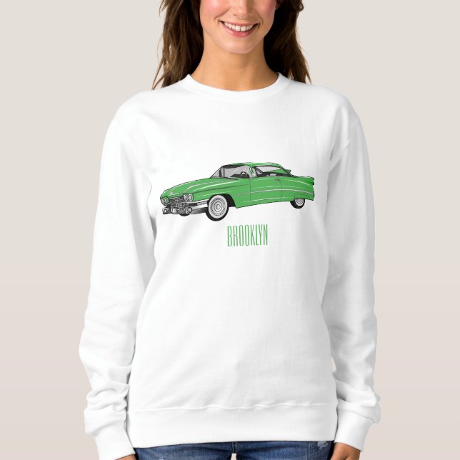 Sweatshirt Illustration de dessin de voiture classique 1959 (Devant)