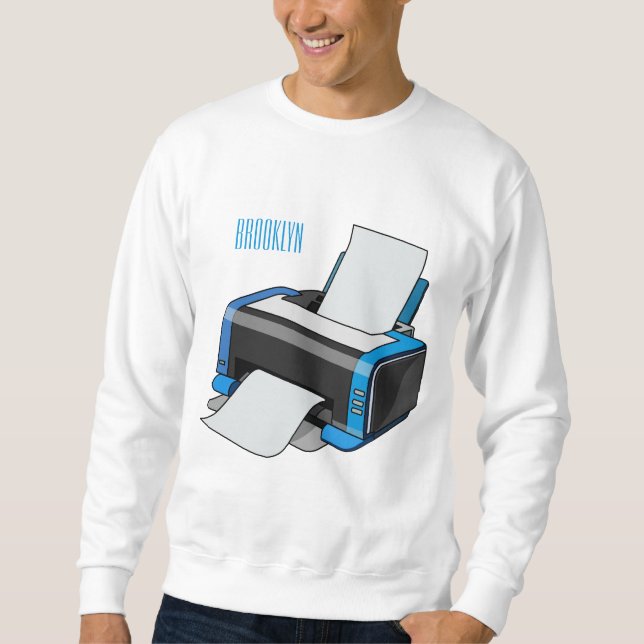 Sweatshirt Illustration de dessin d'imprimante (Devant)