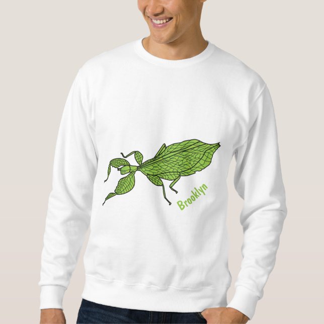 Sweatshirt Illustration de dessin d'insecte des feuilles vert (Devant)
