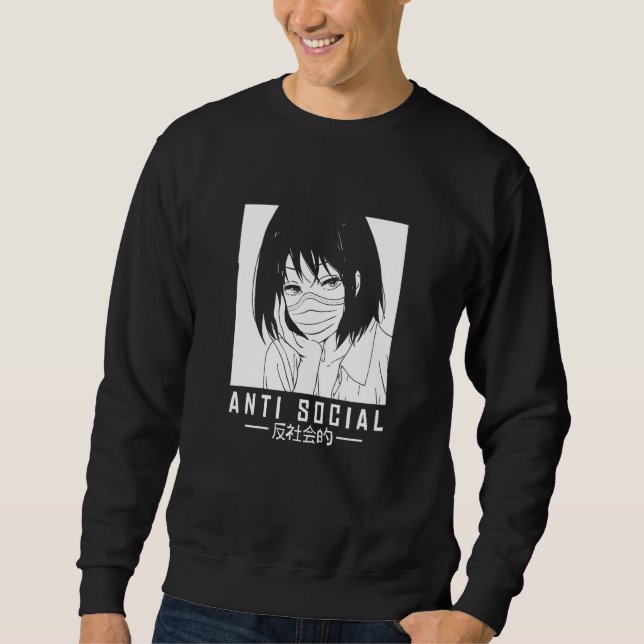 Sweatshirt Illustration De Fille Japonaise Antisociale Avec F (Devant)