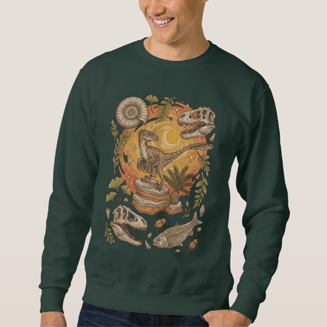 Sweatshirt Illustration de fossile de dinosaure vintage (Devant)