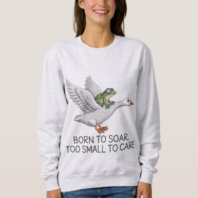 Sweatshirt Illustration de grenouille drôle volant sur une oi (Devant)