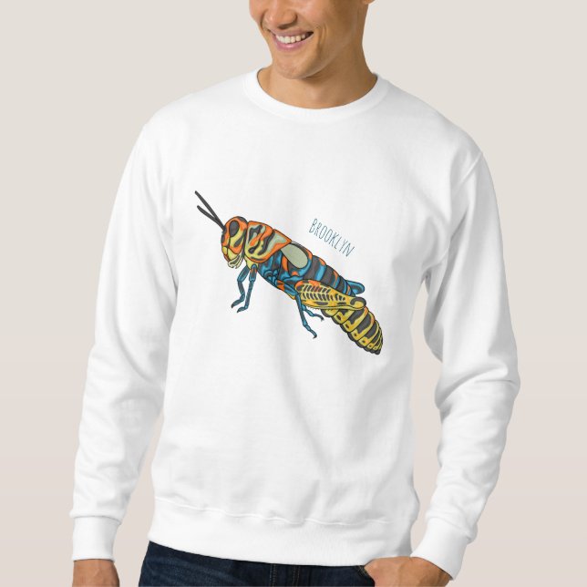 Sweatshirt Illustration de la caricature de la sauterelle en  (Devant)