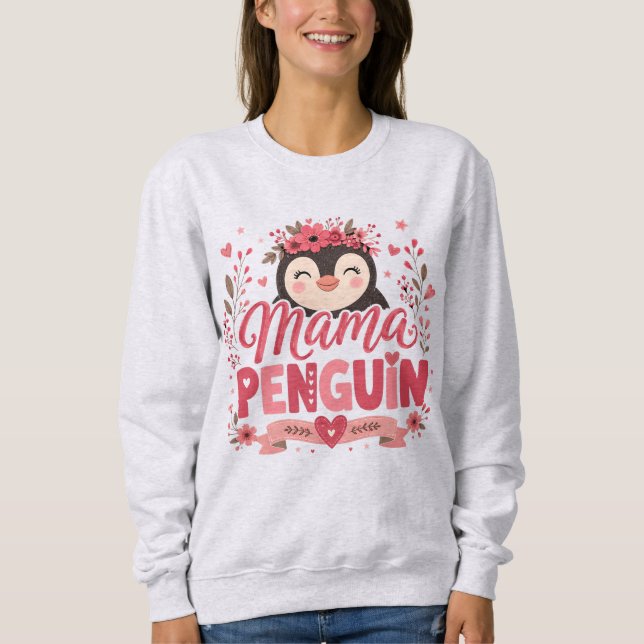 Sweatshirt Illustration de la maternité de la maman pingouin  (Devant)