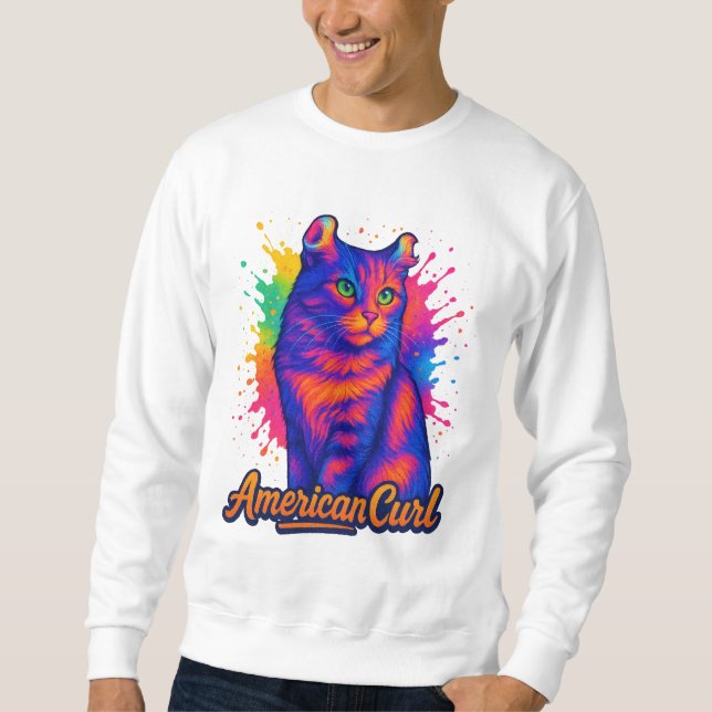 Sweatshirt Illustration de l'art de la flûte de chat Curl amé (Devant)