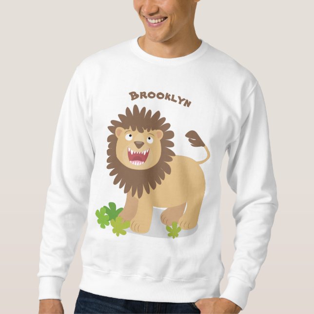 Sweatshirt Illustration de l'effervescence de lions heureux (Devant)