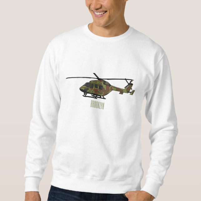 Sweatshirt Illustration de l'hélicoptère de l'armée (Devant)