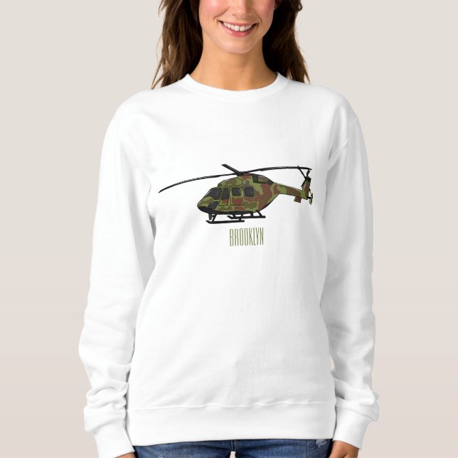 Sweatshirt Illustration de l'hélicoptère de l'armée (Devant)
