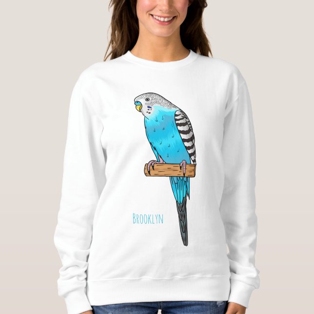 Sweatshirt Illustration de l'oiseau bleu budgerigar (Devant)