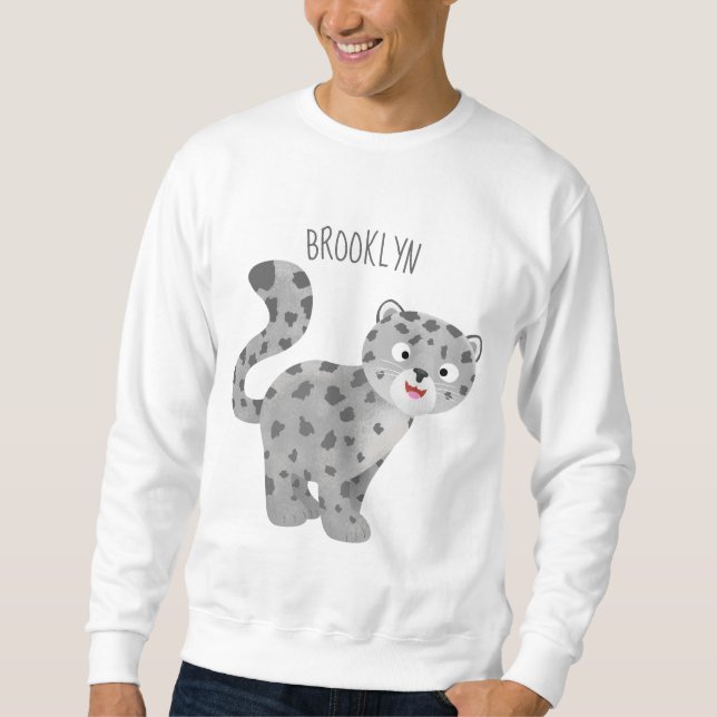 Sweatshirt Illustration de mignon léopard des neiges (Devant)