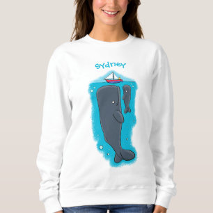 Sweatshirt Illustration de mignons baleines et voiliers