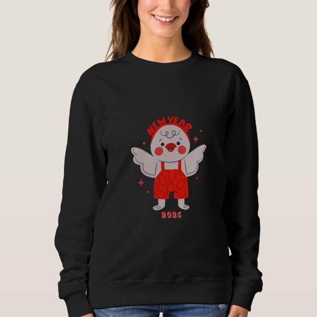 Sweatshirt Illustration de Nouvel An d'un oiseau mignon (Devant)
