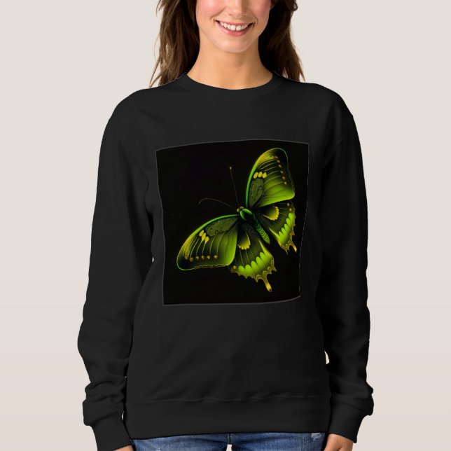 Sweatshirt Illustration de papillon mignon vert citron magnif (Devant)