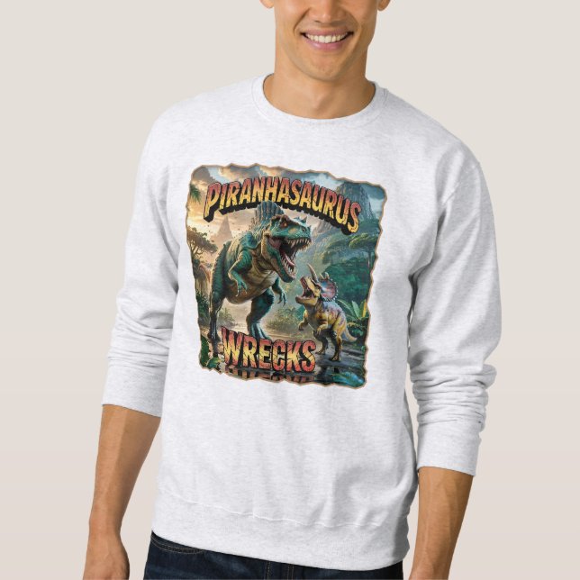 Sweatshirt Illustration de Piranhasaurus Wrecks – Drôle et Ef (Devant)