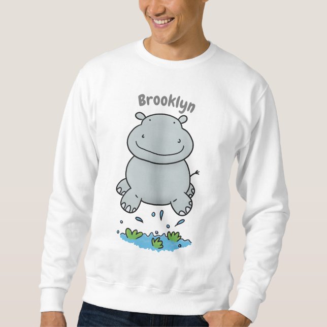 Sweatshirt Illustration de saut en hippo mignon (Devant)