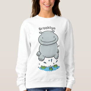 Sweatshirt Illustration de saut en hippo mignon