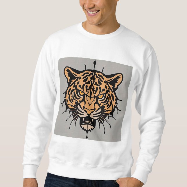 Sweatshirt Illustration de tête de tigre (Devant)