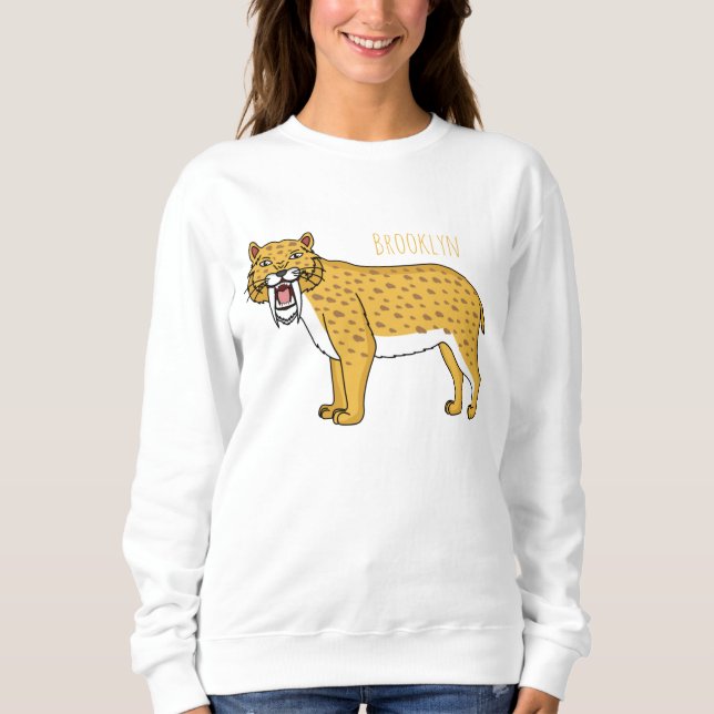 Sweatshirt Illustration de tigre à dents de sabre (Devant)