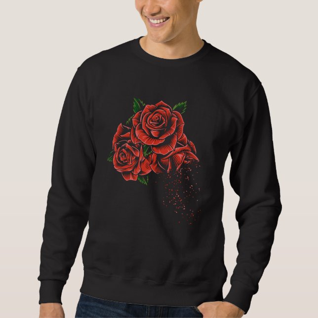 Sweatshirt Illustration des fleurs mignonnes de roses rouges (Devant)