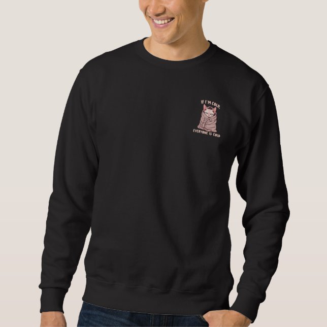 Sweatshirt Illustration d'humour froid de chat Sphynx grinche (Devant)