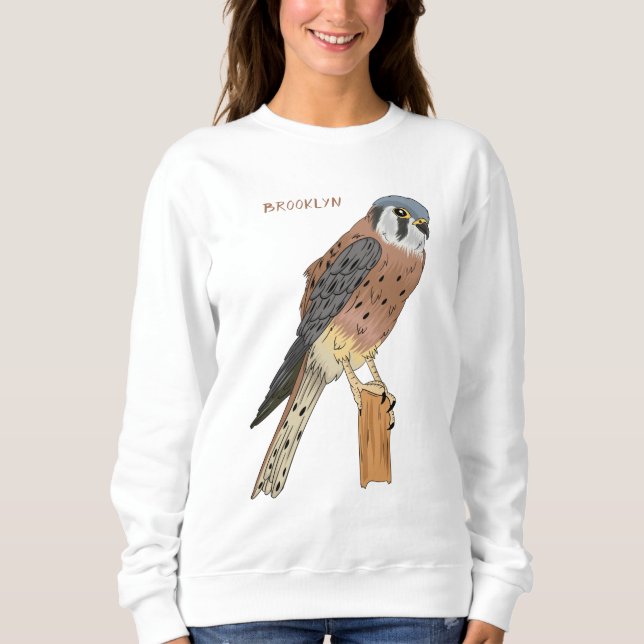 Sweatshirt Illustration d'oiseau américain Kestrel (Devant)