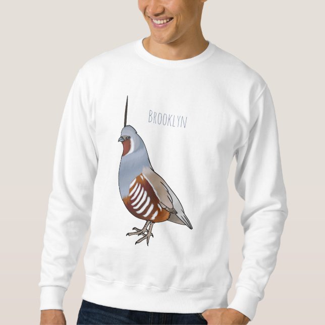 Sweatshirt Illustration d'oiseau de caille de montagne (Devant)