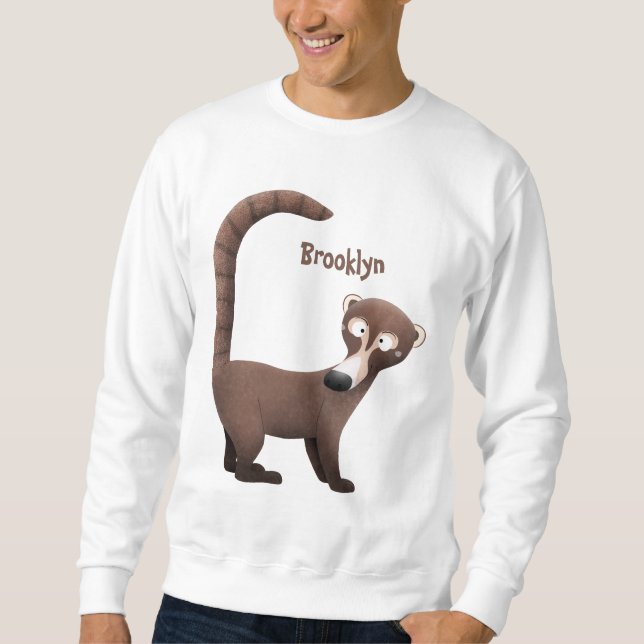 Sweatshirt Illustration drôle curieuse de dessin animé de coa (Devant)