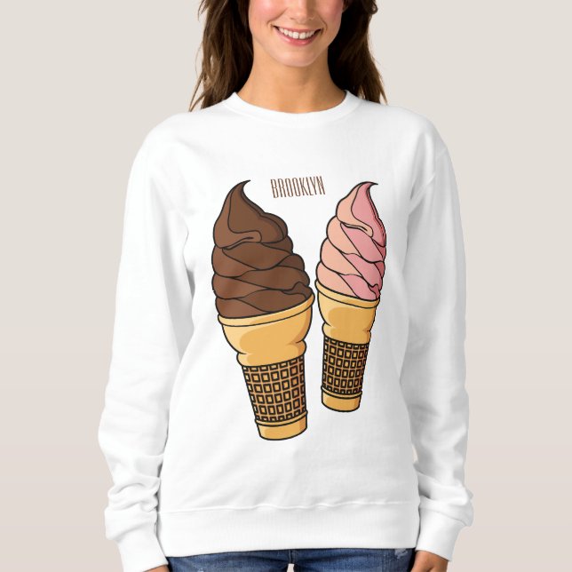 Sweatshirt Illustration du cône de crème glacée (Devant)
