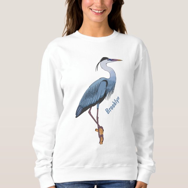 Sweatshirt Illustration du grand héron bleu (Devant)