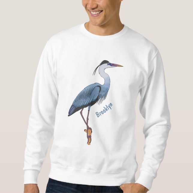 Sweatshirt Illustration du grand héron bleu (Devant)