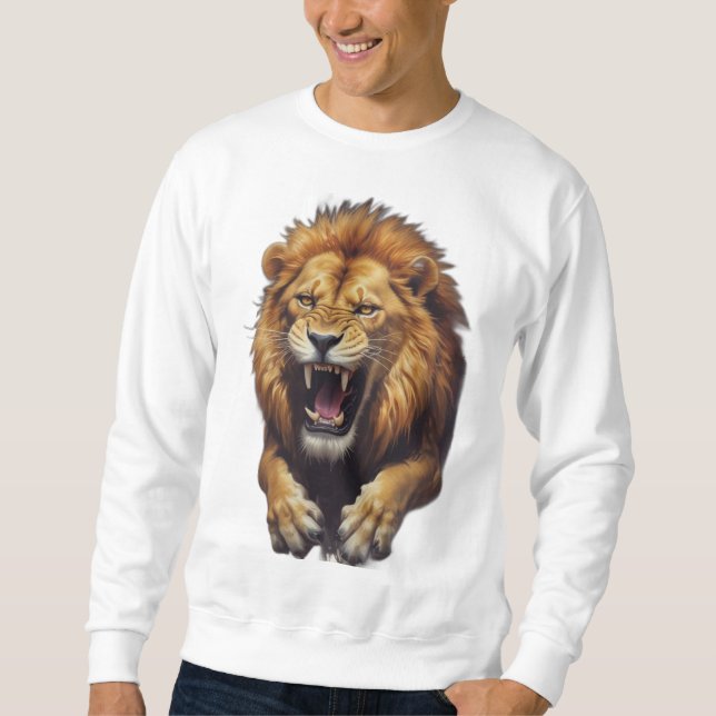 Sweatshirt Illustration du lion en colère de Fierce (Devant)