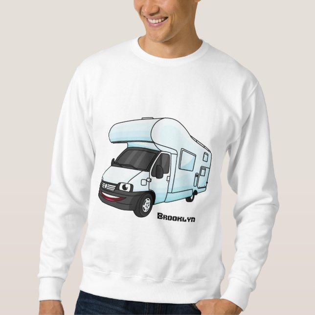 Sweatshirt Illustration d'un campervan heureux (Devant)