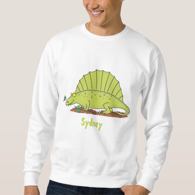 Sweatshirt Illustration d'un dimétrodon vert mignon (Devant)