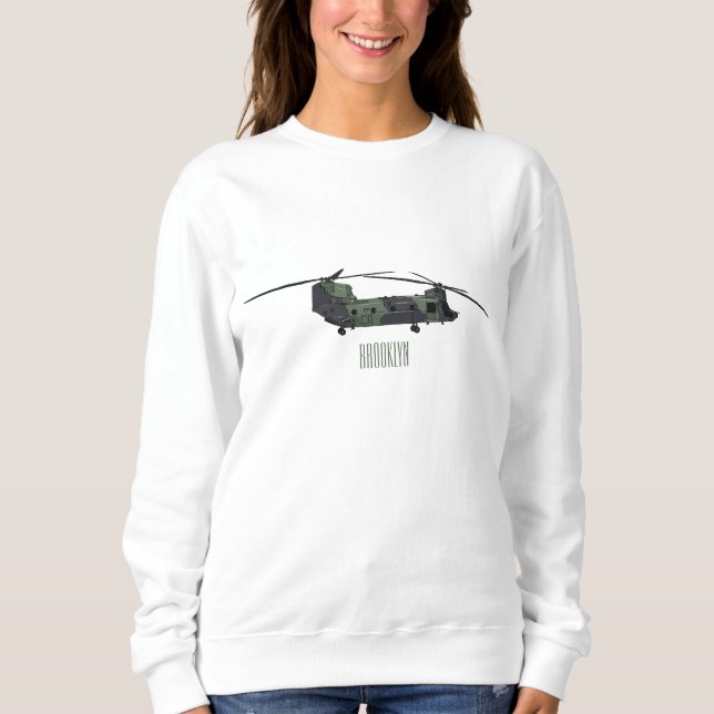 Sweatshirt Illustration d'un hélicoptère de l'armée de Chinoo (Devant)