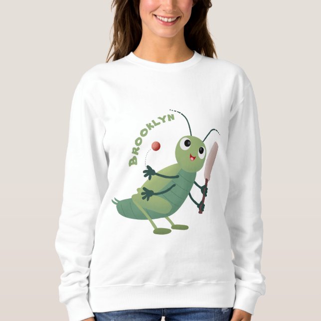 Sweatshirt Illustration d'un insecte du cricket vert mou (Devant)
