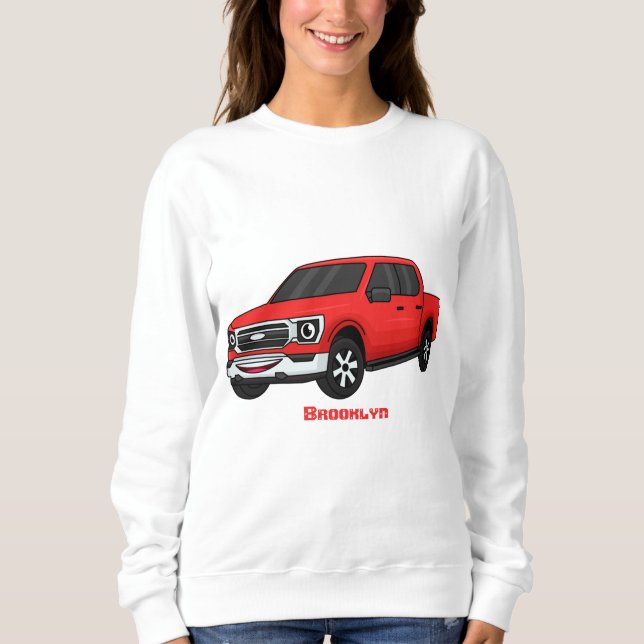 Sweatshirt Illustration d'une camionnette rouge mou (Devant)