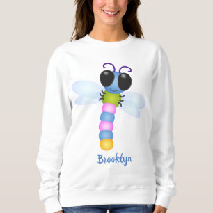 Sweatshirt Illustration d'une libellule bleu et rose