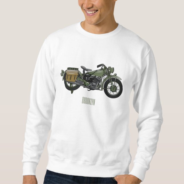 Sweatshirt Illustration d'une moto de croiseur militaire (Devant)