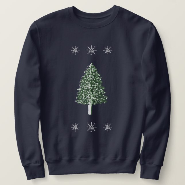 Sweatshirt Illustration Flocons de Neige Sapin en  (Design devant)
