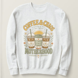 Sweatshirt Illustration florale de maman drôle au café