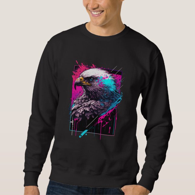 Sweatshirt Illustration Graphique Aigle Splash Coloré Sauvage (Devant)