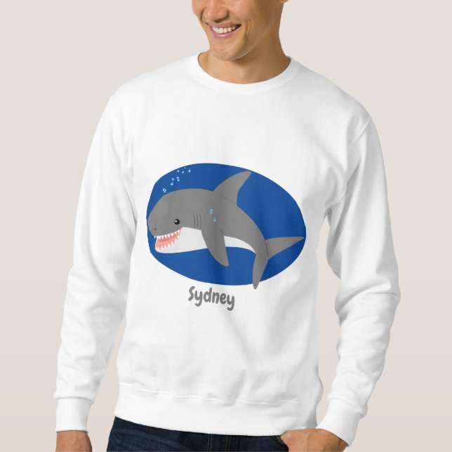 Sweatshirt Illustration joyeuse du grand requin blanc (Devant)