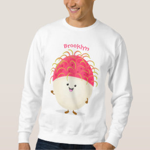 Sweatshirt Illustration mignon du ramboutan rose