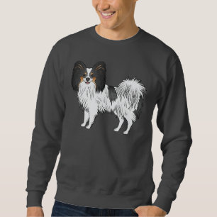 Sweatshirt Illustration mignonne d'un chien Papillon tricolor