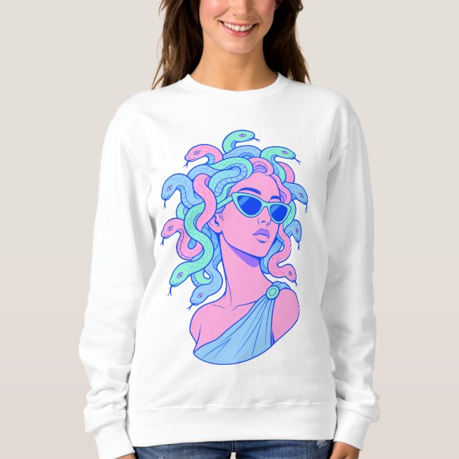 Sweatshirt Illustration Rétro‑Pop Méduse – Lunettes de soleil (Devant)