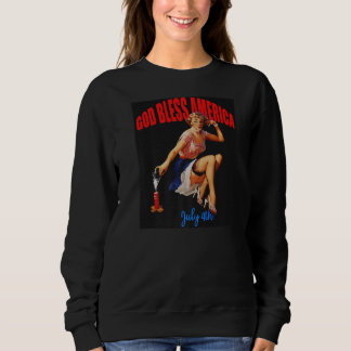 Sweatshirt Illustration vintage du 4 juillet Dieu bénisse l'A