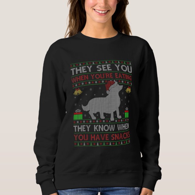 Sweatshirt Ils voient que vous mangez des Noël illuminant des (Devant)