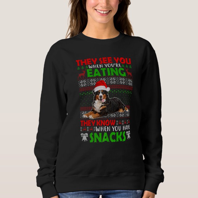 Sweatshirt Ils vous voient quand vous mangez Bernese Mountain (Devant)